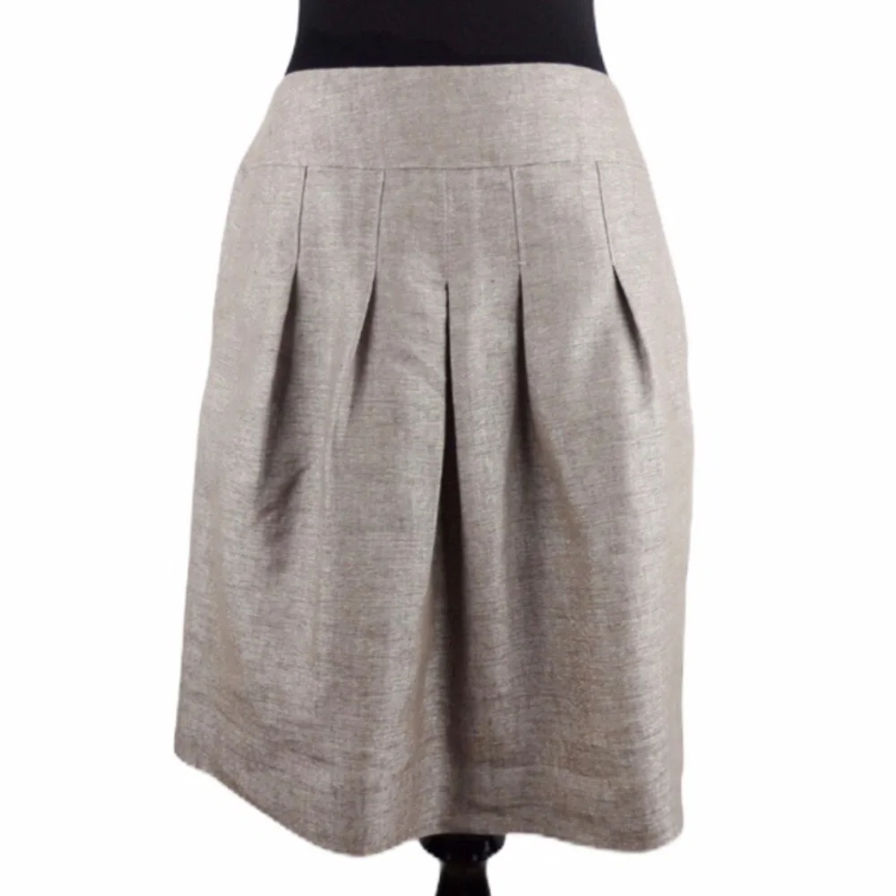 Ann Taylor Linen Pleated Skirt with‎ Pockets Size 2